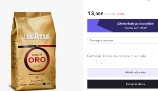 Lavazza Café en Grano Qualità Oro, 1Kg por 9€