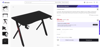 T-LoVendo - Mesa Gaming Ergonómica por 55,93€ (43,79€ cuenta nueva)