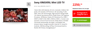 Sony Bravia XR-65X95L Zwart voor €2.250 bij Apollo