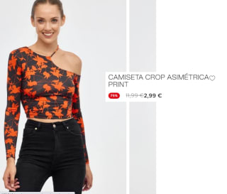 Camiseta Crop asimetrica de Mujer por 2.99€