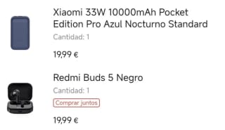 Xiaomi 33W 10000mAh Pocket Edition Pro + Auriculares Redmi Buds 5 por 29,98€
