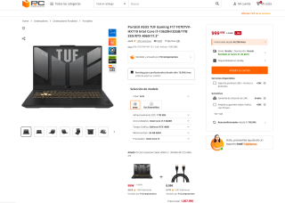 Portátil ASUS TUF Gaming F17 FX707VV-HX110 Intel Core i7-13620H/32GB/1TB SSD/RTX 4060/17.3'' por solo 999€