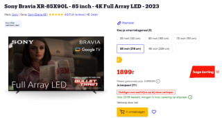 Sony Bravia XR-85X90L TV voor €1899 bij Bol