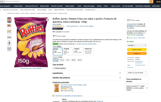 3 Ruffles Jamón Patatas Fritas con sabor a jamón 150gr por solo 3,90€