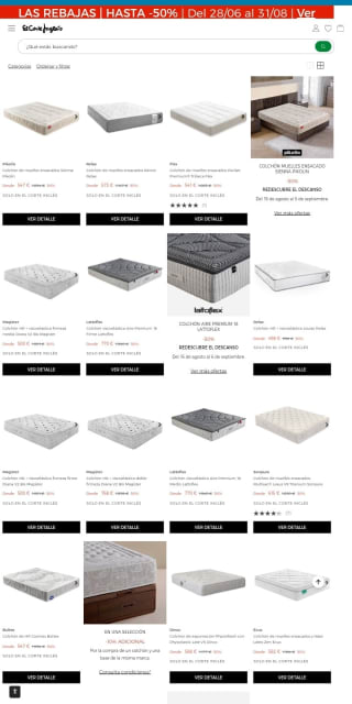Hasta un -50% en Colchones el Corte Inglés.