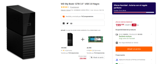 Disco duro WD My Book 12TB 3.5" USB 3.0 por 199,99€
