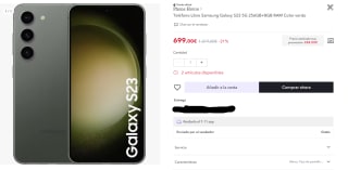 Samsung Galaxy S23 5G de 8GB/256GB por 684€