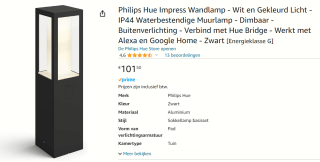 Philips Hue Outdoor sokkellamp Impress voor €101,50 bij Amazon