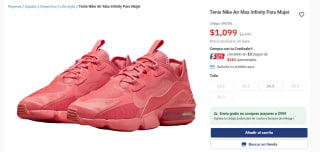 Tenis Nike Air Max Infinity por $1,099 en Calzzapato