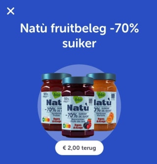 Natu fruitbeleg -70% suiker voor 2 euro (via AH)