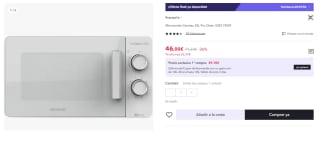 Cecotec Microondas ProClean 3020 20L por 46€ (Cuenta Nueva 34€)