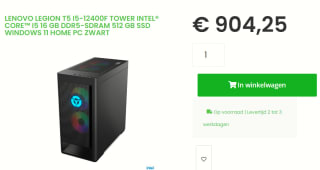 Lenovo Legion T5 (90SV008HMH) voor €904,25 bij Sicomputers