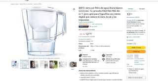 BRITA Jarra con filtro de agua Aluna 2,4 litros y cartucho MAXTRA PRO a solo 12,45€