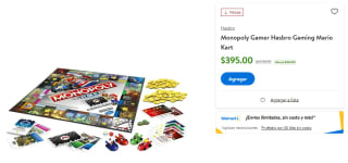 Monopoly Gaming Mario Kart por $395 en Walmart