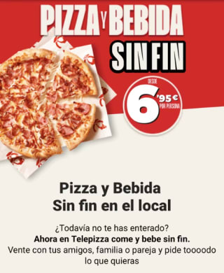 Buffet libre en Telepizza desde solo 6,95€