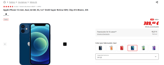 Apple iPhone 12 Mini, 64 GB, 5G, Pantalla OLED por 389,40€