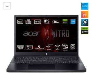 Ordenador Portatil Acer Nitro V 15 ANV15-51-51PQ Intel Core i5-13420H/16GB/1TB SSD/RTX 3050/15.6" por 729€