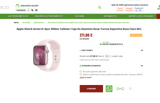 Apple Watch Series 9 GPS 45mm Cellular Aluminio Rosa Correa Deportiva Rosa Claro M/L por solo 271€
