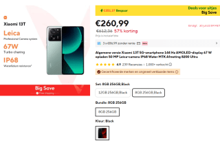 Xiaomi 13T, Dual, 256GB 8GB Ram voor €260,99 bij Aliexpress