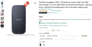 SanDisk Draagbare SSD 1 TB voor €56,30