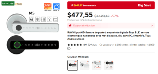 Cerradura Electrónica Huella Dactilar por $478 en AliExpress