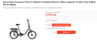 Saxonette Compact Plus S elektrische vouwfiets voor €799 via Ochama