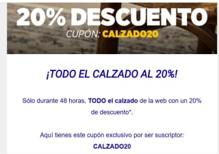 20% descuento para suscriptores desde joma