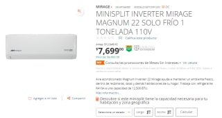 Minisplit Inverter Mirage Magnum 22 Frío por $7,699 en Home Depot