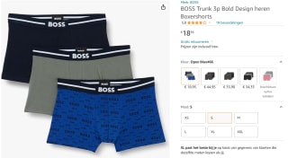 Boss Korte short 3 Pack Blauw/Kaki Katoen (3-pack) voor €18,95 bij Amazon NL