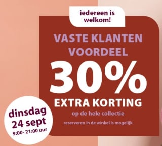 30% extra korting op de hele collectie bij terStal op 24 september