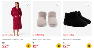 30% korting op alle badjassen, onesies, huissokken en sloffen bij HEMA