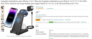 Cargador inalámbrico para iPhone, 3 en 1 por 11.99€