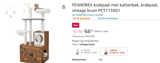 FEANDREA krabpaal met kattenbakkast voor €68,59 bij Amazon.nl