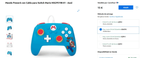 Mando PowerA con Cable para Switch Mario NSGP0198-01 - Azul por 15€