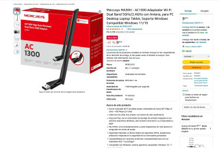 Adaptador Wi-Fi Dual Band 5GHz/2.4GHz con Antena por solo 9,99€