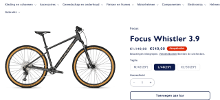 Fiets MTB Focus Whistler maat L voor €549 bij Evolution Bikes