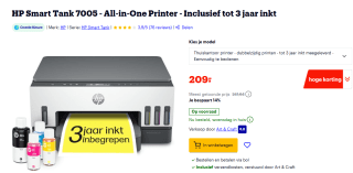 HP Smart Tank 7005 printer voor €209 bij Bol