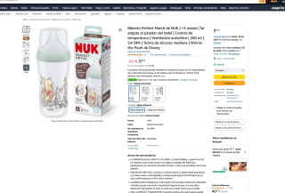 Biberón Perfect Match de NUK +3 meses Control temperatura anticólico 260 ml por solo 5,83