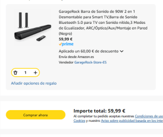 GarageRock Barra de Sonido de 90W 2 en 1 Desmontable para Smart TV por 59,99€