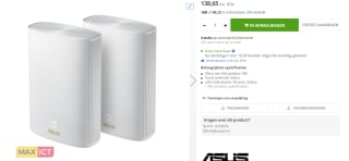 ASUS ZenWiFi AX Hybrid (XP4, 2 pack) voor €138,65 bij MaxICT