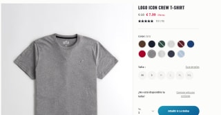 Camiseta Hollister gris cuello redondo por solo 7,99€