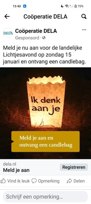 Candlebag aan te vragen voor lichtjesavond