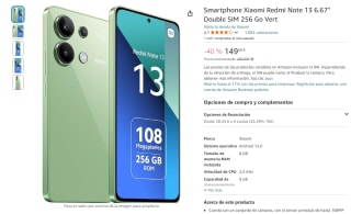 Xiaomi Redmi Note 13 4G de 8GB+256GB por 149,68€