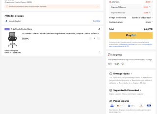 Silla de Oficina con soporte lumbar T-LoVendo por solo 26,09€