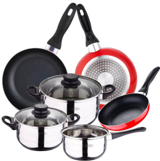 Set San Ignacio Batería de cocina 5 piezas acero inoxidable y set 3 sartenes por solo 21,59€