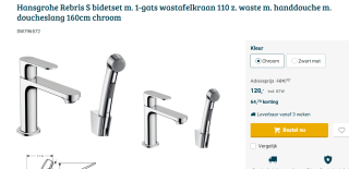 Hansgrohe Rebris S bidetset met handdouche en. doucheslang voor €120