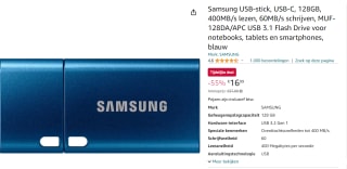Samsung MUF-128DA - USB-flashstation voor €16,99 bij Amazon