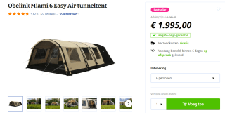 Obelink Miami 6 Easy Air tunneltent voor €1995 bij Obelink