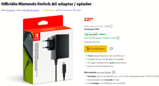 Nintendo Switch AC adapter / oplader voor €12,99 bij Bol.com