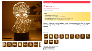 Luz de noche LED de Harry Potter y lamparas 3D por 0,99€ (cuenta nueva)